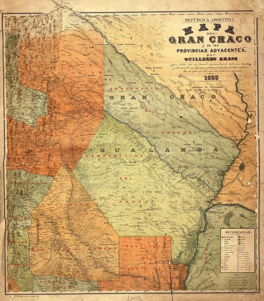 Историческая карта Гран-Чако и соседних территорий 1885 года